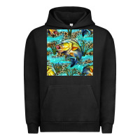 Pigment Black Lake Fish And Reeds With Leopard Seamless Pattern Bbs Urban Hoodie - BundleAndBundleShop