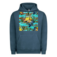 Pigment Midnight Navy Lake Fish And Reeds With Leopard Seamless Pattern Bbs Urban Hoodie - BundleAndBundleShop