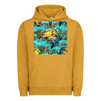 Pigment Peanut Butter Lake Fish And Reeds With Leopard Seamless Pattern Bbs Urban Hoodie - BundleAndBundleShop