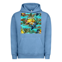 Pigment Pebble Blue Lake Fish And Reeds With Leopard Seamless Pattern Bbs Urban Hoodie - BundleAndBundleShop