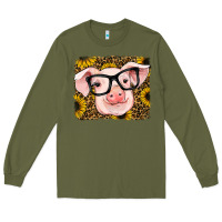 Army Green sunflowers pig Long Sleeve Tee - RanaPortraitStore