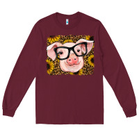 Burgundy sunflowers pig Long Sleeve Tee - RanaPortraitStore