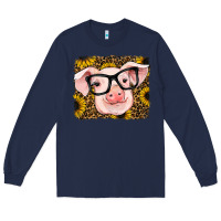 Navy sunflowers pig Long Sleeve Tee - RanaPortraitStore