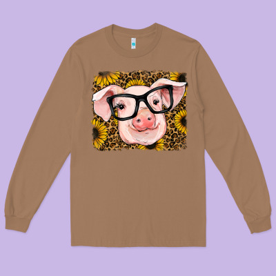 Sunflowers Pig Long Sleeve Tee Designed By Ranaportraitstore