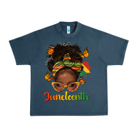 Midnight Navy afro messy bun juneteenth Urban Heavy Tee - texasbilliewilder