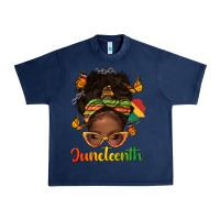 Navy afro messy bun juneteenth Urban Heavy Tee - texasbilliewilder