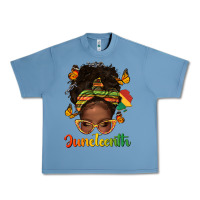 Pebble Blue afro messy bun juneteenth Urban Heavy Tee - texasbilliewilder