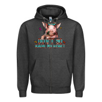 Charcoal Heather don't go bacon my heart Zipper Hoodie - CowhideDigitalArt