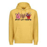 Antique Gold peace love makeup Premium Hoodie - MaliasSmallBusiness