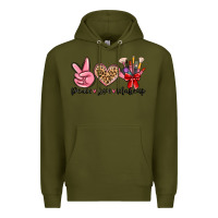Army Green peace love makeup Premium Hoodie - MaliasSmallBusiness