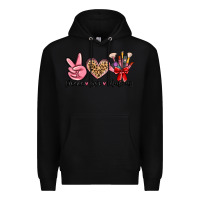 Black peace love makeup Premium Hoodie - MaliasSmallBusiness