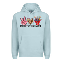 Blue Mist peace love makeup Premium Hoodie - MaliasSmallBusiness