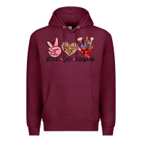 Burgundy peace love makeup Premium Hoodie - MaliasSmallBusiness