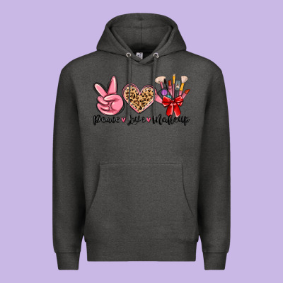 Peace Love Makeup Premium Hoodie Designed By Maliassmallbusiness