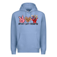 Colony Blue peace love makeup Premium Hoodie - MaliasSmallBusiness