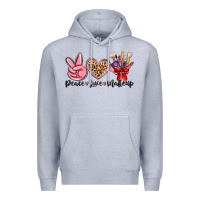 Heather Grey peace love makeup Premium Hoodie - MaliasSmallBusiness