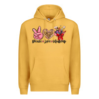 Mustard peace love makeup Premium Hoodie - MaliasSmallBusiness