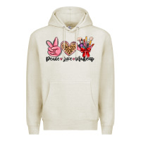 Oatmeal Heather peace love makeup Premium Hoodie - MaliasSmallBusiness