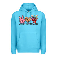 Ocean Blue peace love makeup Premium Hoodie - MaliasSmallBusiness