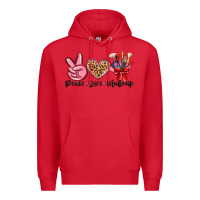 Red peace love makeup Premium Hoodie - MaliasSmallBusiness