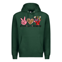 Sports Green peace love makeup Premium Hoodie - MaliasSmallBusiness