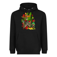 Black skeleton with sombrero and tequila Heavyweight Hoodie - AdoDesignShop
