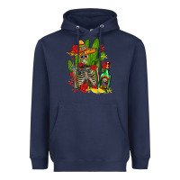 Navy skeleton with sombrero and tequila Heavyweight Hoodie - AdoDesignShop