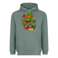 Sage skeleton with sombrero and tequila Heavyweight Hoodie - AdoDesignShop