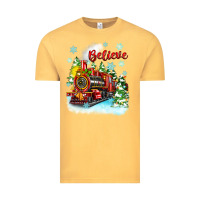 Vintage Mustard christmas polar express believe Vintage Tee - Zillion Design Studio