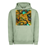 Pigment Oil Green Leopard Digital Camera And Sunflowers With Camouflage Seamless Pattern Urban Hoodie - BundleAndBundleShop