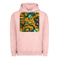 Pigment Salmon Leopard Digital Camera And Sunflowers With Camouflage Seamless Pattern Urban Hoodie - BundleAndBundleShop