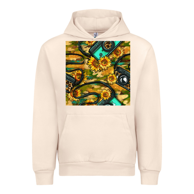Leopard Digital Camera And Sunflowers With Camouflage Seamless Pattern Urban Hoodie by BundleAndBundleShop | Teevron