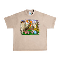 French Oak Easter Farm Cows Bunny Ears And Eggs Urban Heavy Tee - RanaPortraitStore