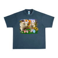 Midnight Navy Easter Farm Cows Bunny Ears And Eggs Urban Heavy Tee - RanaPortraitStore
