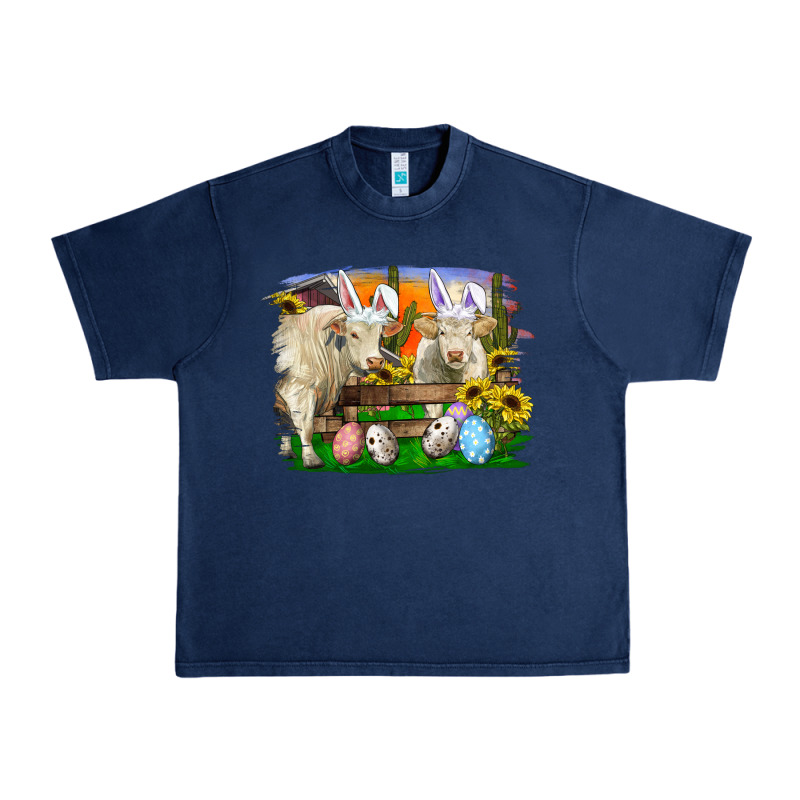 Easter Farm Cows Bunny Ears And Eggs Urban Heavy Tee by RanaPortraitStore | Teevron