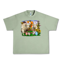 Oil Green Easter Farm Cows Bunny Ears And Eggs Urban Heavy Tee - RanaPortraitStore