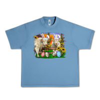 Pebble Blue Easter Farm Cows Bunny Ears And Eggs Urban Heavy Tee - RanaPortraitStore