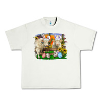 Pistachio Easter Farm Cows Bunny Ears And Eggs Urban Heavy Tee - RanaPortraitStore