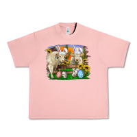Salmon Easter Farm Cows Bunny Ears And Eggs Urban Heavy Tee - RanaPortraitStore
