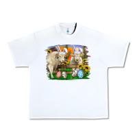 White Easter Farm Cows Bunny Ears And Eggs Urban Heavy Tee - RanaPortraitStore