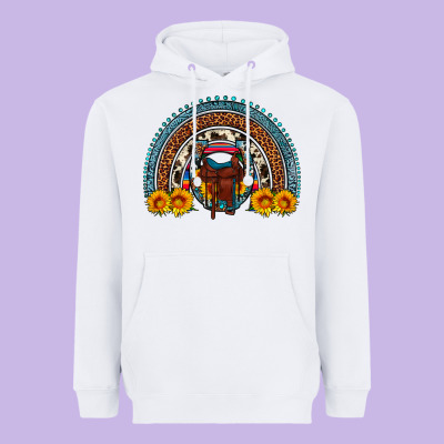Saddle Sunflower Horseshoe Rainbow Heavyweight Hoodie Designed By Artiststas