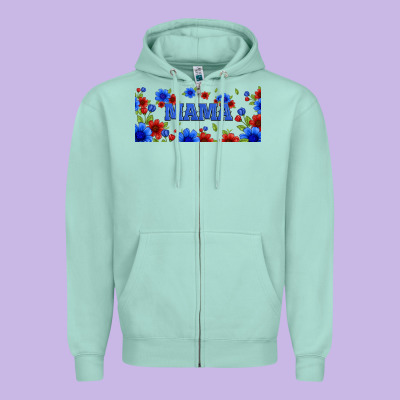 Floral American Mama 16oz Libbey Cup Zipper Hoodie Designed By Hra Design Shop