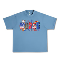 Pebble Blue American nurse Urban Heavy Tee - Zillion Design Studio