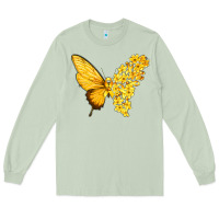 Matcha flowers and childhood cancer ribbon butterfly Long Sleeve Tee - texasbilliewilder