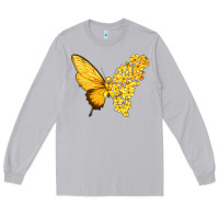 Moon Dust flowers and childhood cancer ribbon butterfly Long Sleeve Tee - texasbilliewilder