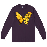 Plum flowers and childhood cancer ribbon butterfly Long Sleeve Tee - texasbilliewilder