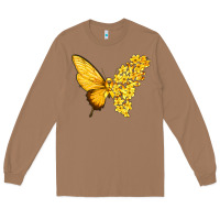 Toasted Coconut flowers and childhood cancer ribbon butterfly Long Sleeve Tee - texasbilliewilder