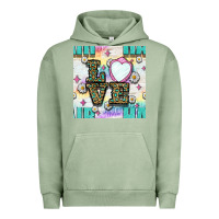 Pigment Oil Green Leopard Love Hair And Mirror With Daisy Seamless Pattern Bbs Urban Hoodie - BundleAndBundleShop