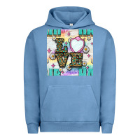 Pigment Pebble Blue Leopard Love Hair And Mirror With Daisy Seamless Pattern Bbs Urban Hoodie - BundleAndBundleShop