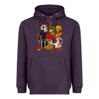 Plum mexican dead day with skeleton cat Heavyweight Hoodie - AdoDesignShop